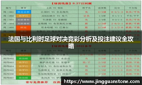 法国与比利时足球对决竞彩分析及投注建议全攻略